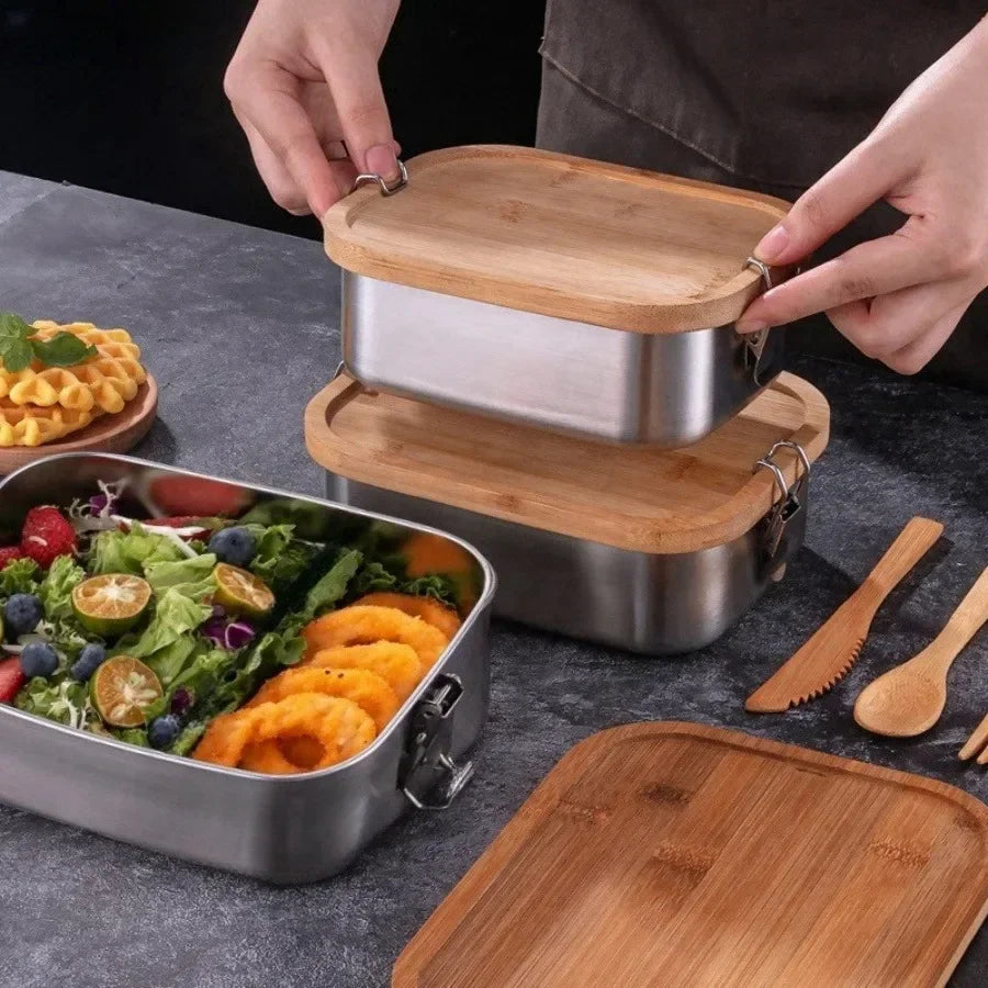Stainless Steel Bamboo Lid Lunch Box