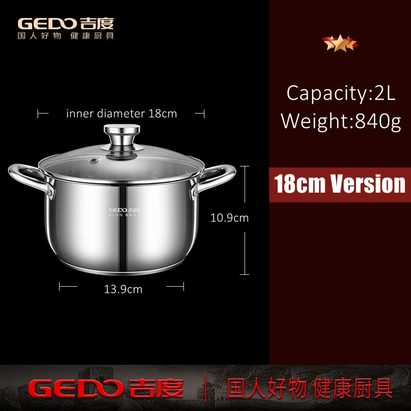 Stainless Steel Kitchen Stockpot with Tempered Glass Lid