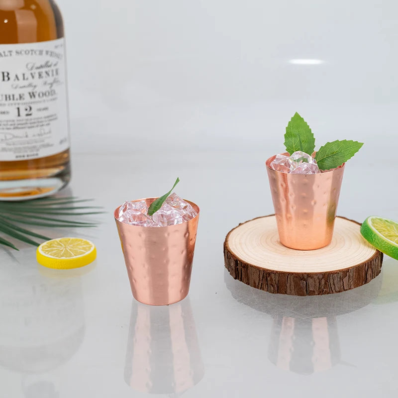 Pure Hammered Copper 2oz Shot Glass 60ml – for Home Bar & Gift Set Moscow Mule Cup