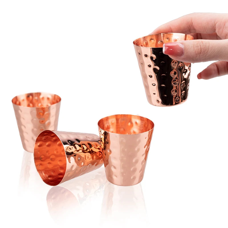 Pure Hammered Copper 2oz Shot Glass 60ml – for Home Bar & Gift Set Moscow Mule Cup