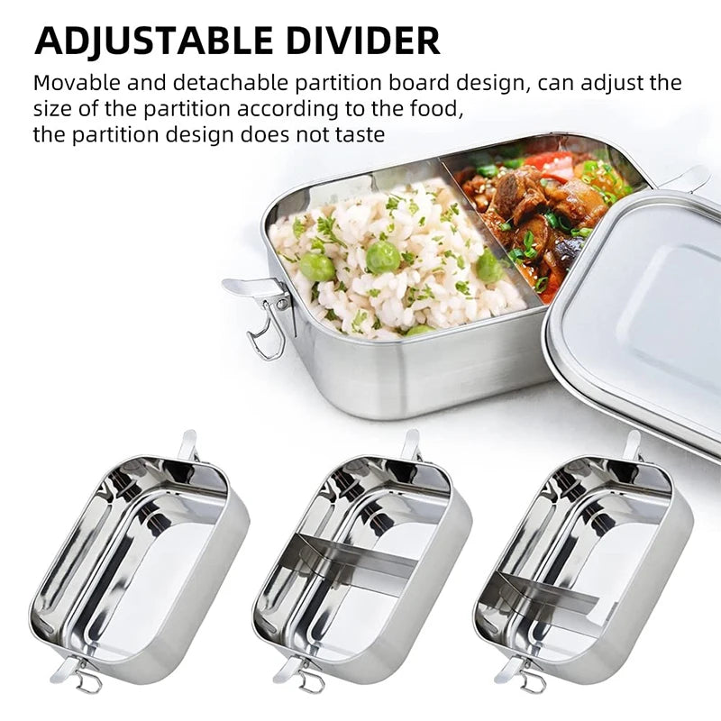Stainless Steel Lunch Box With Removable Dividers