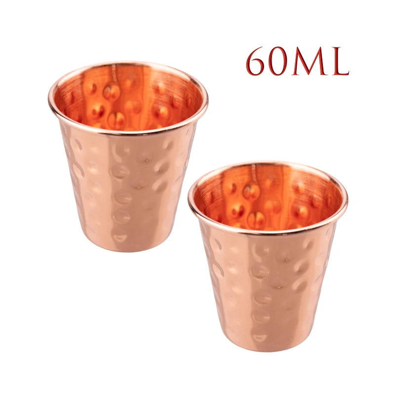 Pure Hammered Copper 2oz Shot Glass 60ml – for Home Bar & Gift Set Moscow Mule Cup