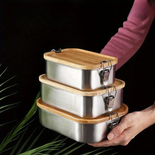 Stainless Steel Bamboo Lid Lunch Box