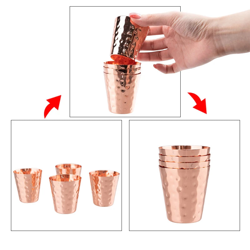 Pure Hammered Copper 2oz Shot Glass 60ml – for Home Bar & Gift Set Moscow Mule Cup