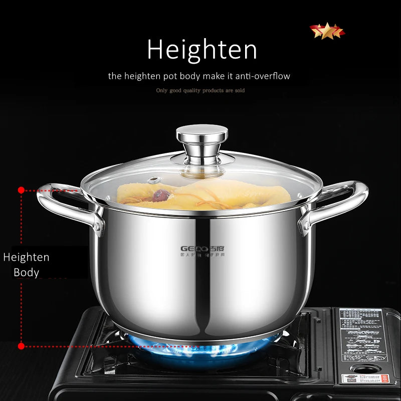 Stainless Steel Kitchen Stockpot with Tempered Glass Lid