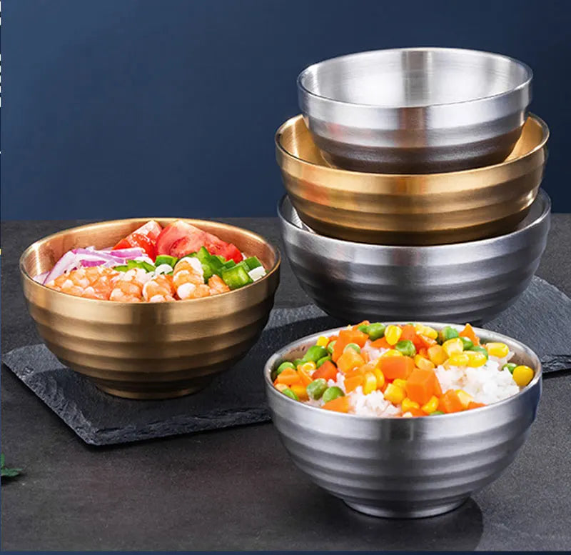 Stainless Steel Ribbed Bowl