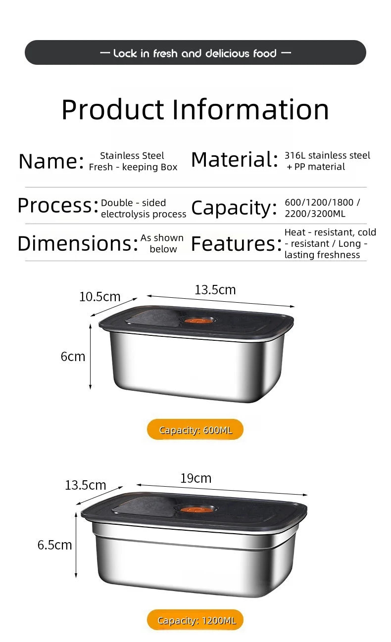 Stainless Steel Food Storage Container With Lid