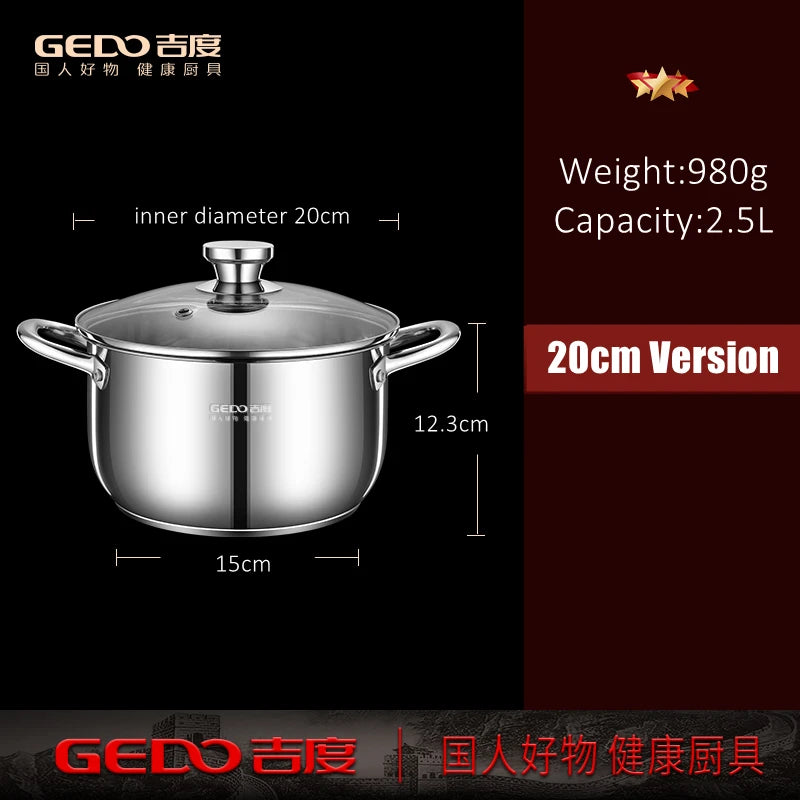 Stainless Steel Kitchen Stockpot with Tempered Glass Lid