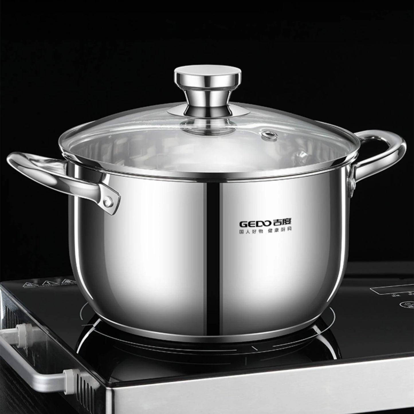 Stainless Steel Kitchen Stockpot with Tempered Glass Lid