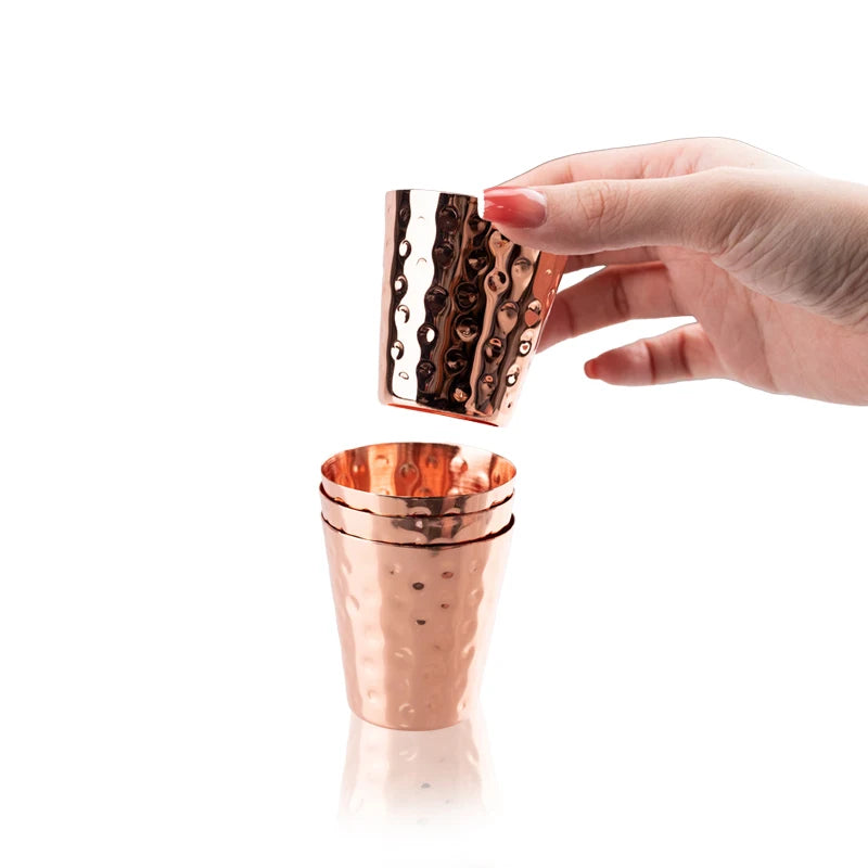 Pure Hammered Copper 2oz Shot Glass 60ml – for Home Bar & Gift Set Moscow Mule Cup